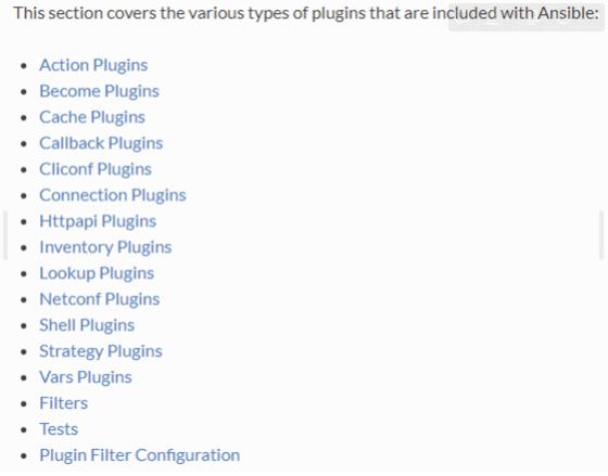Ansible plugins type
